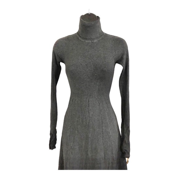 Zara charcoal gray knit stretch turtleneck fitted long sleeve sweater dress‎ - Picture 12 of 16